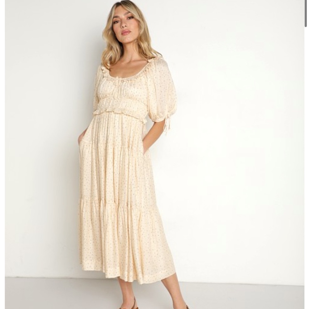 NWT *Flawed* En Saison Roberta Midi dress butter yellow milena ciciotti sz small